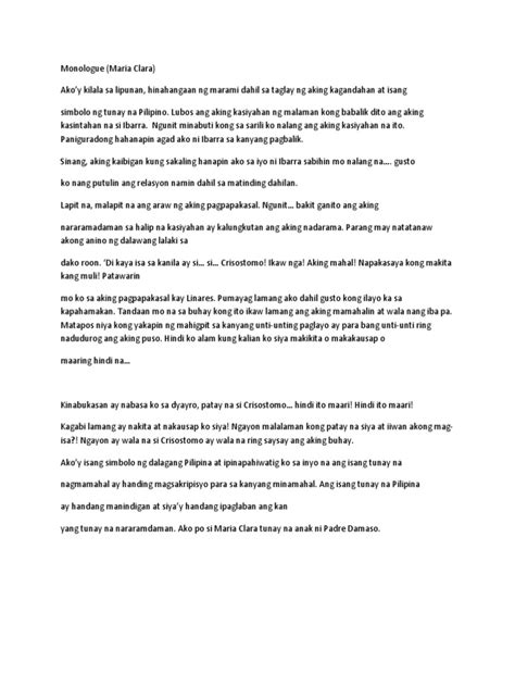 monologue ni maria clara sa el filibusterismo|Monologue Script: Maria Clara de Los Santos .